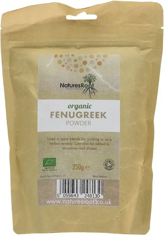 Natures Root Biologisches Bockshornklee Pulver 250g - Methi Pulver | Natürliches Nahrungsergänzungsmittel auf Kräuterbasis | Unverarbeitetes Superfood