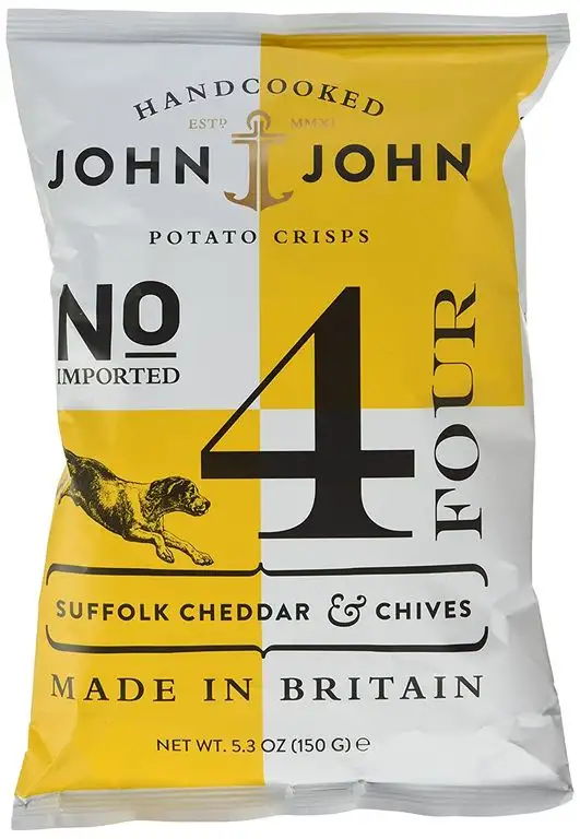 John & John Potato Crisps Suffolk Cheddar & Chives 150g, 6er Pack (6 x 150 g)