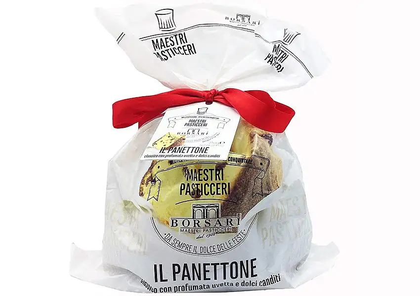 BORSARI 100% MADE IN ITALY PANETTONE Konditormeister, Klassisch und Authentisch mit Duftenden Rosinen und Kandierten Süßigkeiten 750gr