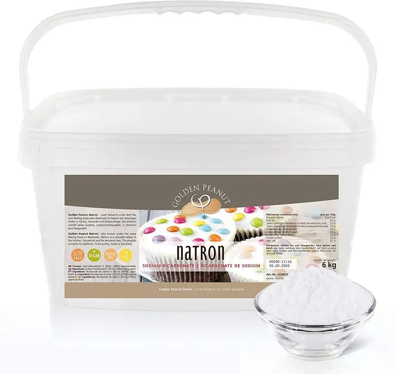 Natron - Natriumbicarbonat 6 kg | Backsoda | höchste Reinheit 99,3% | ohne Zusätze | geprüfte Lebensmittelqualität | Gluten- u. Lactosefrei | Golden Peanut