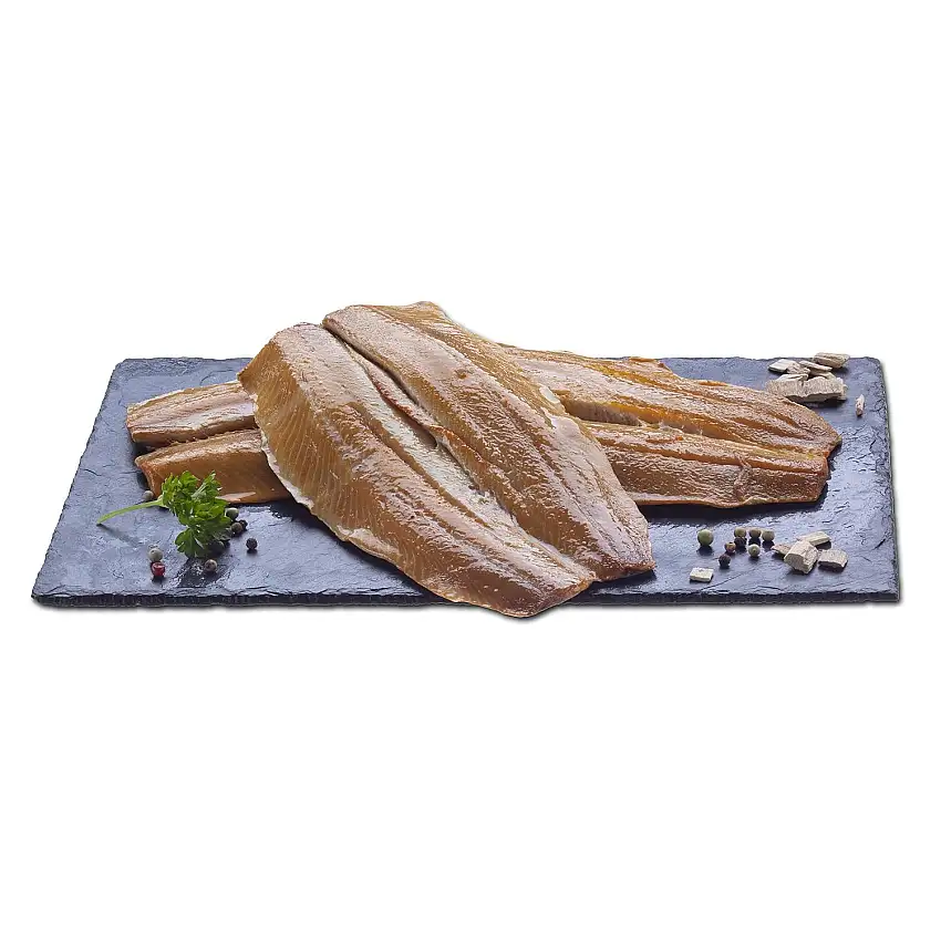 Klaassen Brados (Lachsheringsfilet), über Buchenrauch geräuchert, kalt-geräuchertes Heringsfilet, 280g
