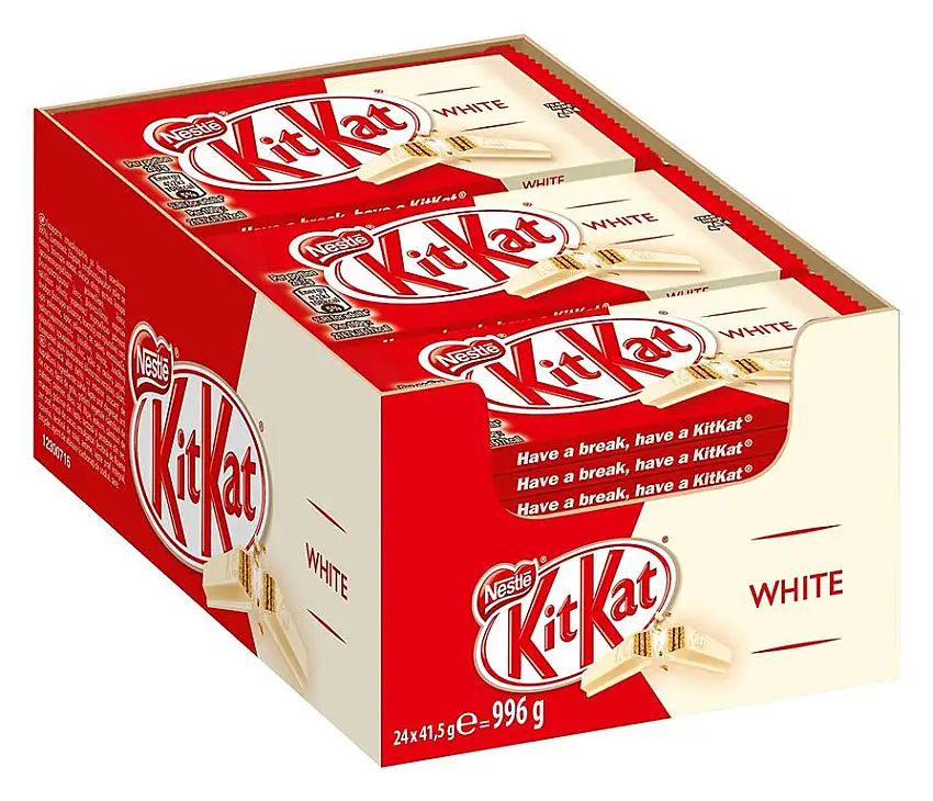 Nestlé KITKAT White Schokoriegel, knuspriger Schokoriegel, mit weißer Schokolade, Multi-Pack für Naschkatzen, 24er Pack (24 x 41,5g)