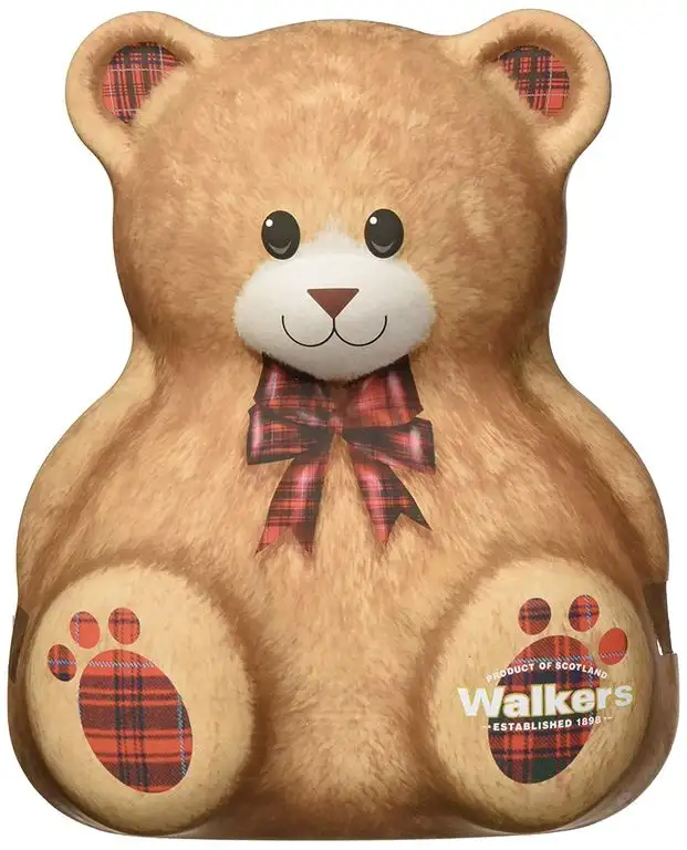 Walkers Shortbread Gebäckdose Teddy Bear Mini Oat & Honey Biscuits, Reliefdose inklusive Shortbread-Gebäck, 100 g