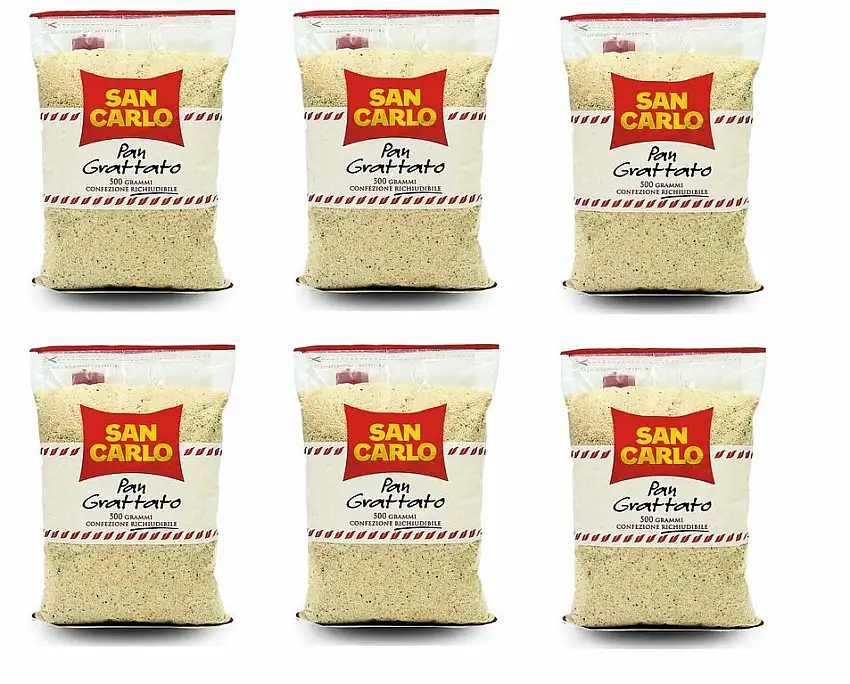6x San Carlo PanGrattato Paniermehl Weiß Brotknuspriges Brot zu machen 500 g