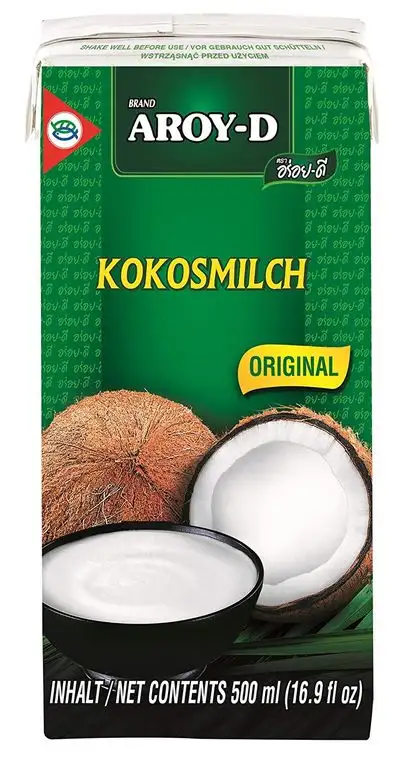 12er Pack - AROY-D Kokosmilch [12 x 500ml] Kokosnussmilch Cocosmilch Coconut Milk + ein kleines Glückspüppchen - Holzpüppchen