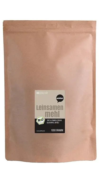Wohltuer Bio Leinsamenmehl - Glutenfrei, Cholesterinfrei, Nährstoffreich - Vegetarisch und Vegan - vielseitiges Lebensmittel in geprüfter Bio-Qualität (1000g)