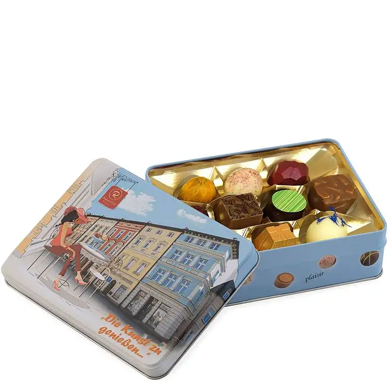 Präsentdose "Die Kunst zu genießen" 125g, Confiserie Rabbel GmbH, handgefertigte Pralinen mit Liebe zum Detail aus Deutschland