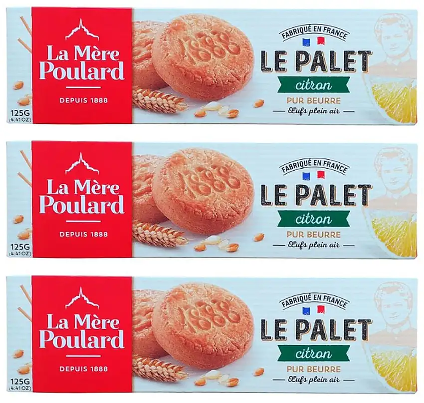 La Mère Poulard Le Palet Citron 3 x 125g Butter Zitronenplätzchen aus Frankreich 3 x 125g