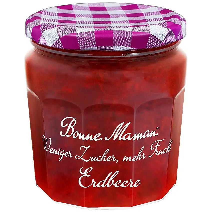 Bonne Maman Erdbeere Weniger Zucker mehr Frucht, 335g mit 30% weniger Zucker als klassische Bonne Maman Konfitüre, Für mehr Genuss-Momente