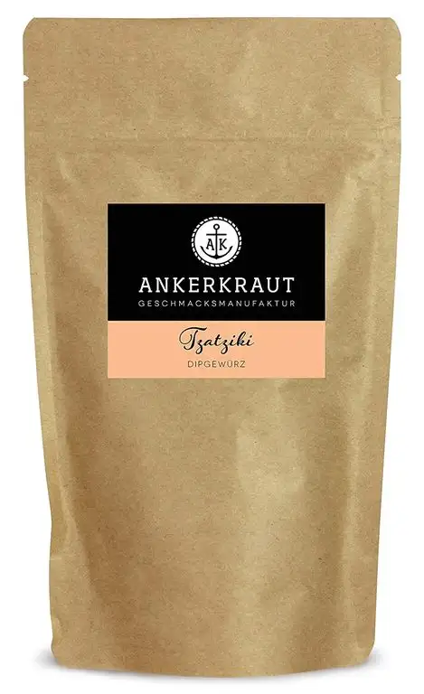 Ankerkraut Tzatziki, griechische Dip-Gewürzmischung für Mezedes, Kartoffelspalten, Brot, Gyros und Souvlaki, 170g im aromadichten Beutel