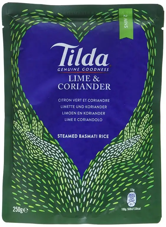 TILDA Basmatireis gedämpft mit Limette und Koriander für die Mikrowelle, 250 g