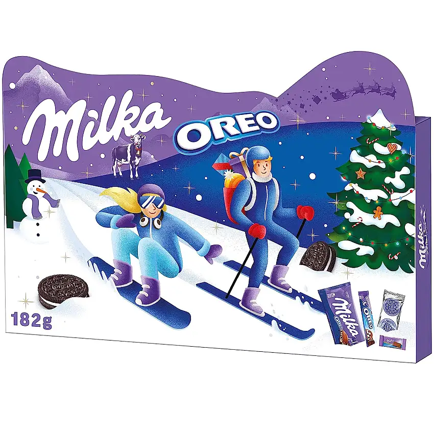 Milka und OREO Weihnachtsgeschenkbox 1 x 182g, Mix aus 4 verschiedenen Süßigkeiten