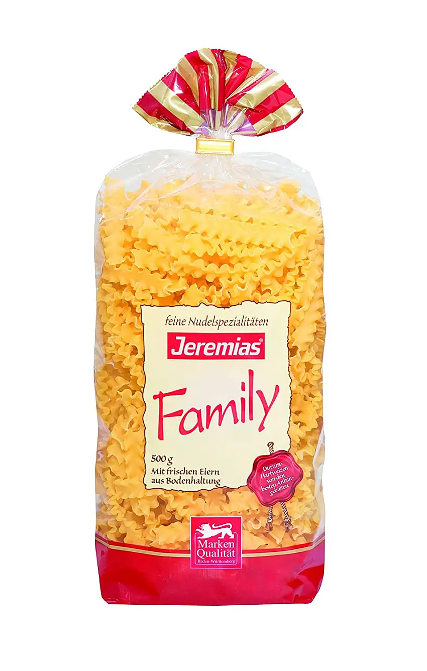 Jeremias Wellenband, Family Frischei-Nudeln, 4er Pack (4 x 500 g Beutel)