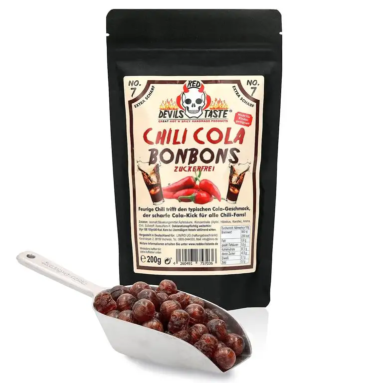 Chili Cola Bonbon - Cola Kugel- zuckerfrei- xtra scharf - 200g RED DEVILS TASTE
