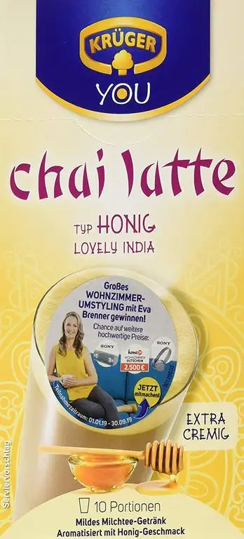 KRÜGER Chai Latte Lovely India Typ Honig, 8er Pack (8 x 0.25 kg)