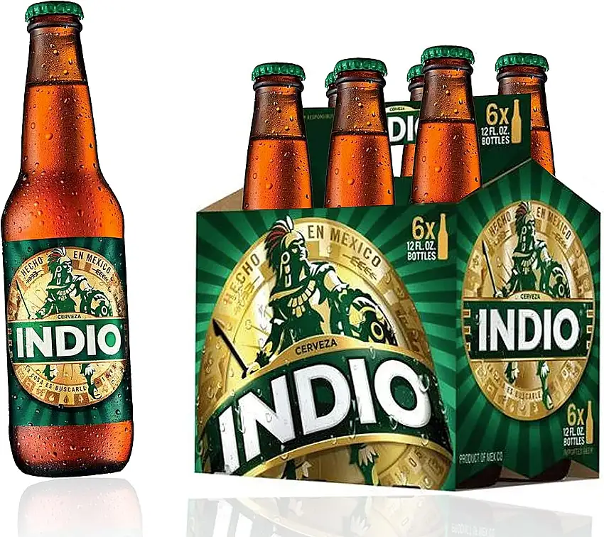 Indio Mexikanisches Bier 6er Pack - dunkles Lagerbier - Flasche je 355ml 4,1% vol, Biere aus aller Welt Mexiko