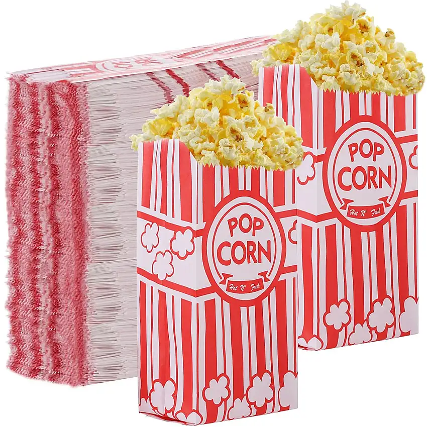 500 Stück Papier-Popcorn-Beutel, 28,3 g, kleine Pop-Eckbeutel, einzelne Portionen für Popcorn-Maschinen, Party, Einweg-Pop-Mais-Aufbewahrungstasche, Bulk