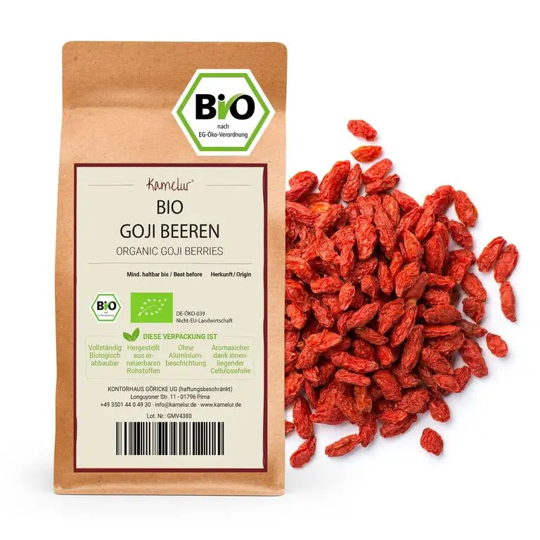 1kg getrocknete BIO Goji Beeren ohne Zusätze - BIO Gojibeeren als Snack oder als Zugabe für ein leckeres Müsli