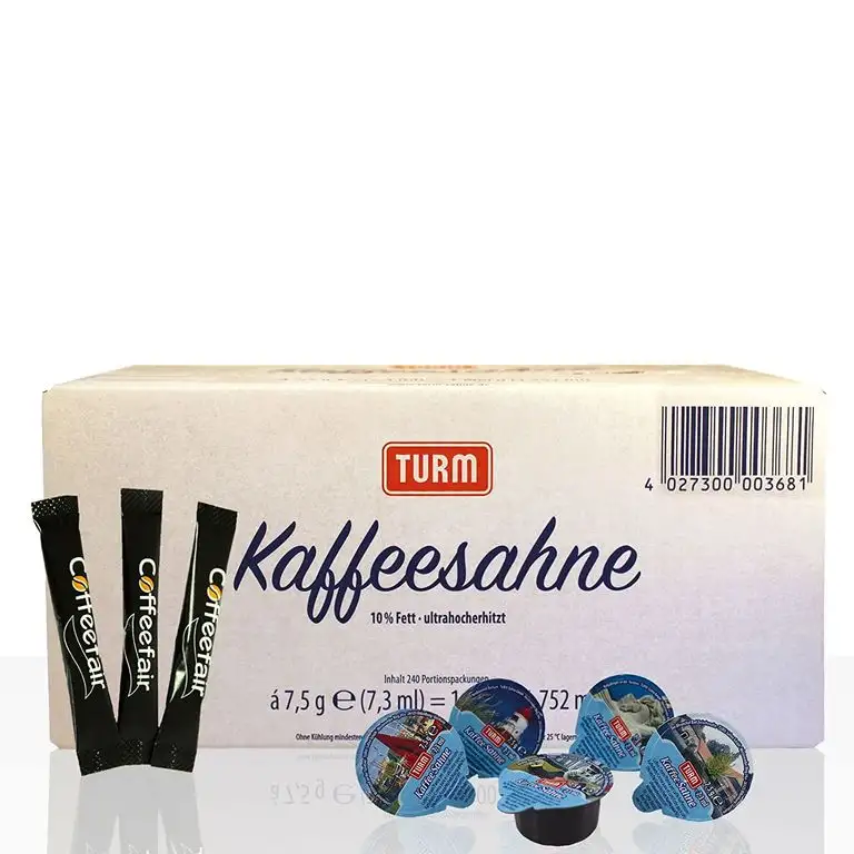 Set | Turm Kaffee-Sahne 2 x 240 Stk & Coffeefair Zucker-Sticks 1000 x 4g
