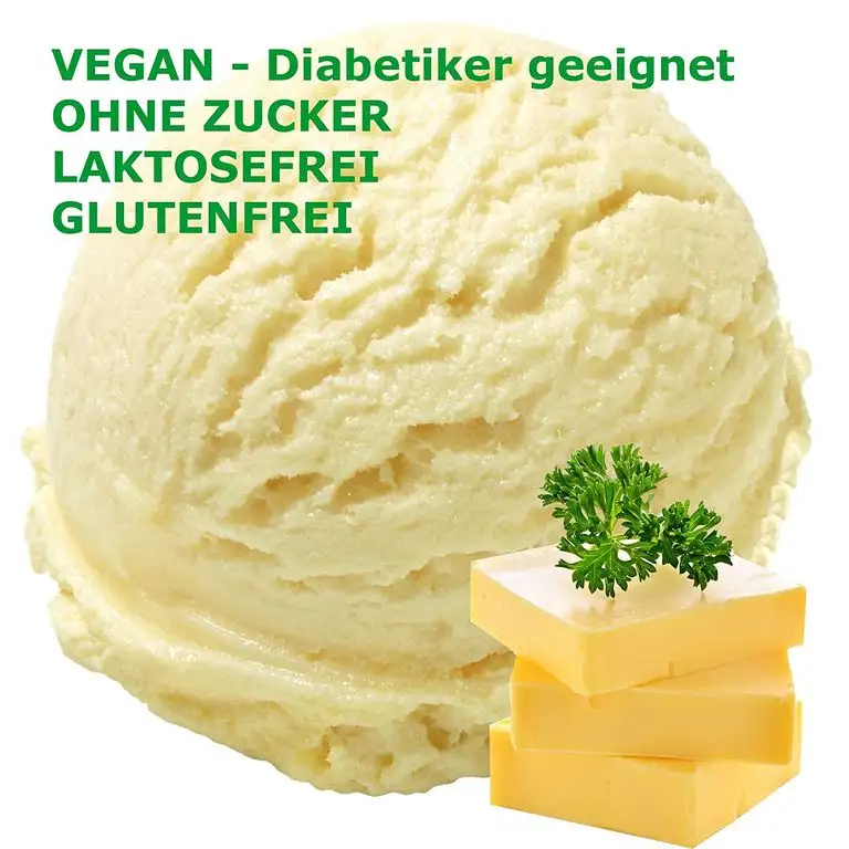 Butter Vanille Geschmack Eispulver VEGAN - OHNE ZUCKER - LAKTOSEFREI - GLUTENFREI - FETTARM, auch für Diabetiker Milcheis Softeispulver Speiseeispulver Gino Gelati (Butter Vanille, 333 g)