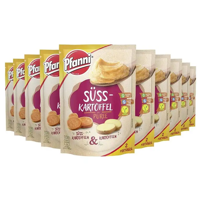 Pfanni Süßkartoffelpüree für die schnelle Zubereitung Süsskartoffeln und Kartoffeln vegetarisch, 10 x 60 g