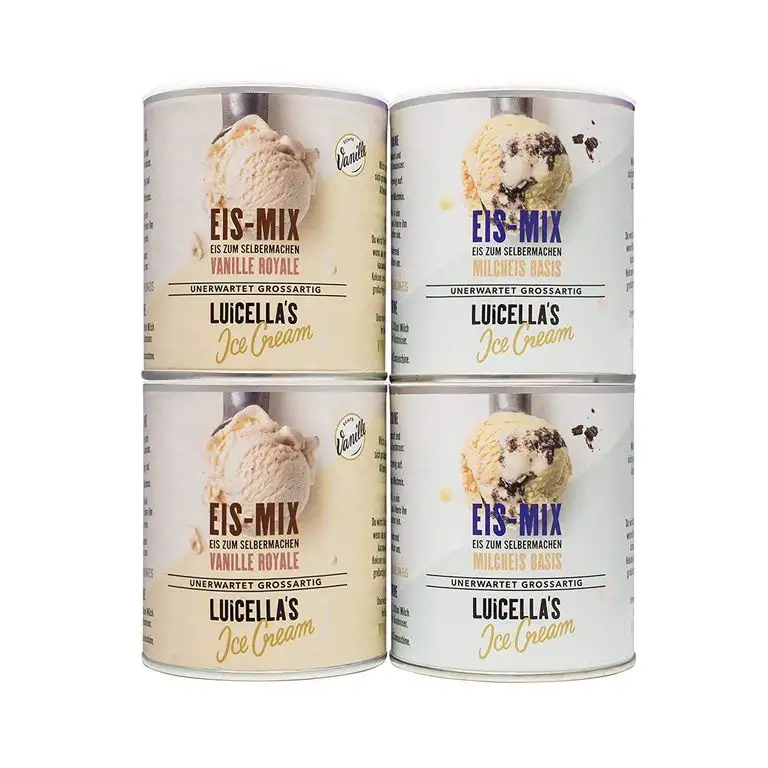 Luicella's Probierpaket Eis-Mix [100% natürliches Eispulver zur Herstellung von Premium Speiseeis, Paket enthält 4x Eis-Mix: Vanille Royale & Milcheis Basis