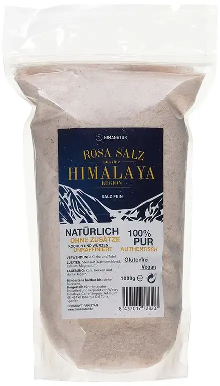 Himanatur Rosa Kristallsalz aus der Himalaya Region, fein gemahlen, 2er Pack (2 x 1000 g)