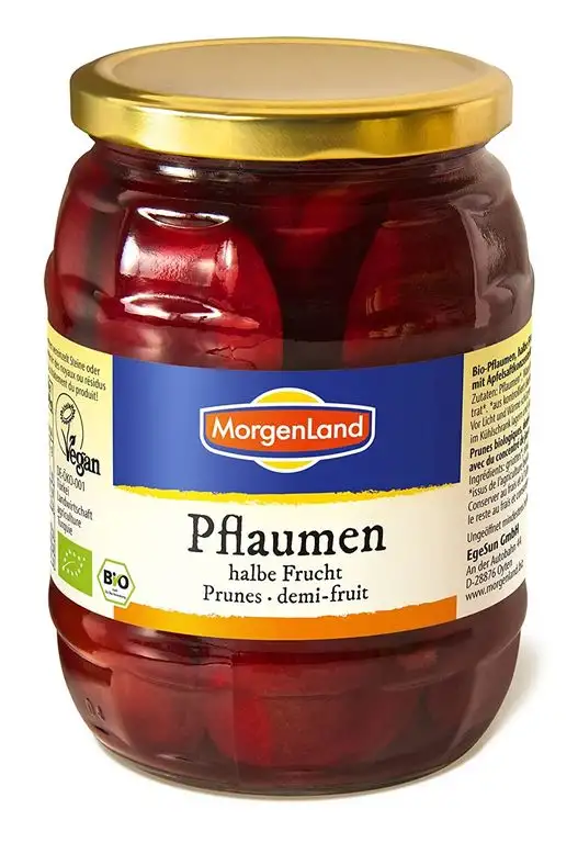 MorgenLand Bio-Pflaumen halbe Frucht, 2er Pack (2 x 685 g)