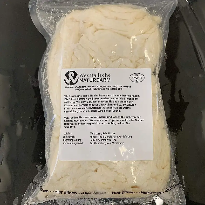 Schweinedärme 1A alle Kaliber 10-90m, Naturdarm vom Schwein - frisch verpackt - (Kaliber 24/26, Länge: 30m)