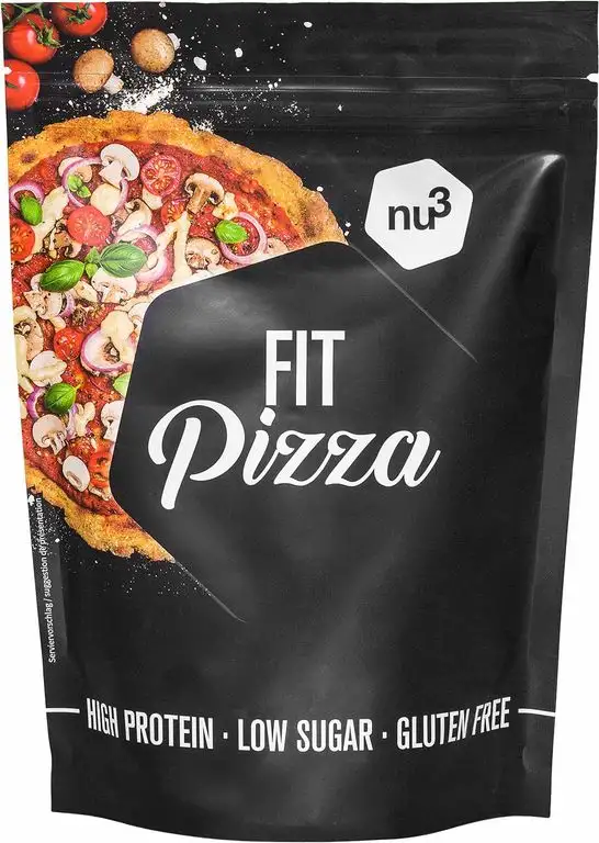 nu3 Fit Low Carb Pizza - 270 g Backmischung ohne Hefe zum selber machen - Vegan - Protein Pizza dank Leinsamen- & Mandelmehl - nur 2 g Kohlenhydrate pro Pizzaboden - fast 15 g Eiweiss pro Teigboden