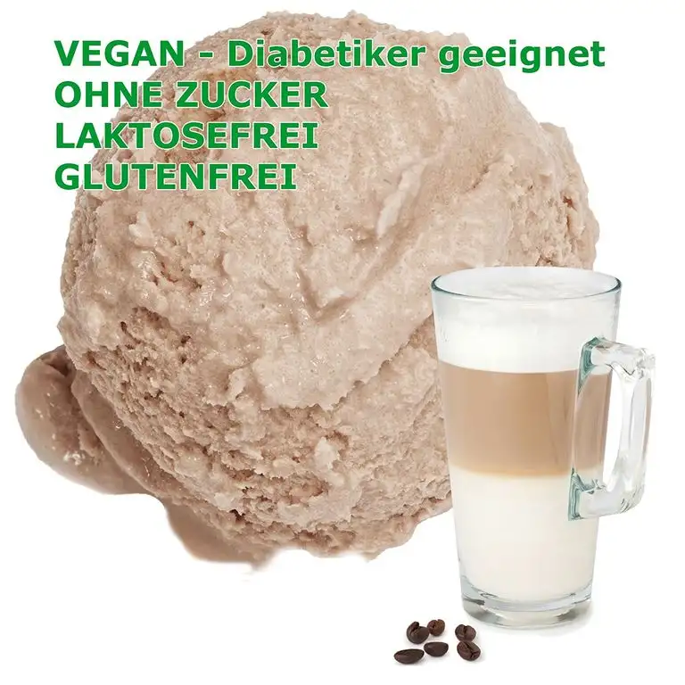 Latte Macchiato Geschmack Eispulver VEGAN - OHNE ZUCKER - LAKTOSEFREI - GLUTENFREI - FETTARM, auch für Diabetiker Milcheis Softeispulver Speiseeispulver Gino Gelati (Latte Macchiato, 1 kg)
