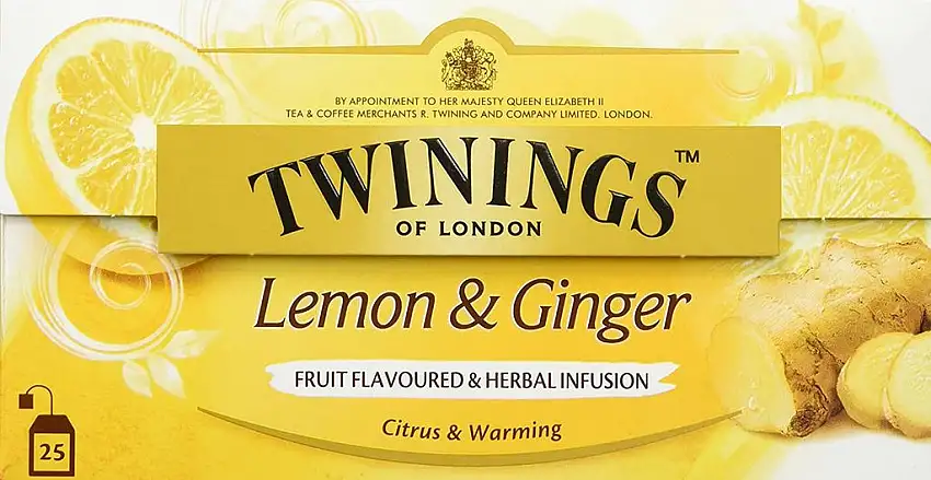 Twinings Lemon & Ginger Tee, Eine pikante Mischung mit feinstem Zitronen- und Ingwergeschmack, die Sie in prickelnde Stimmung versetzt. 25 Teebeutel x 1,5g, 37,5g, Tea 3er Pack (3 x 38 g)