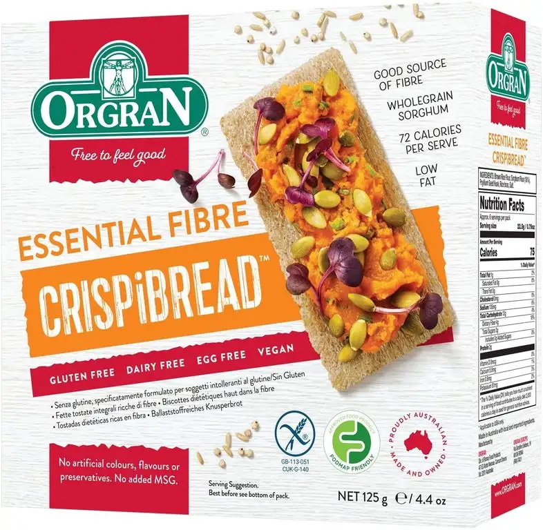 Orgran Gluten Free Essential Fibre Crispbread 125g