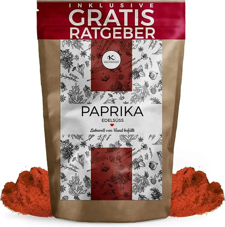 Gourmet Paprikapulver edelsüß 250g | Gemahlenes Paprika gewürz mild süß inkl. Gratis Ratgeber mit Rezepten | Paprika Pulver süßlich als Gulaschgewürz