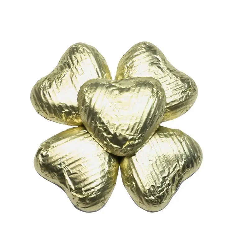 FLAIRELLE Vollmilch Schokoherzen Gold in goldener Folie, zarte Schokoladenherzen klein, Hochzeit, Goldene Hochzeit oder als Gastgeschenk, Give Aways, Valentinstag, Weihnachts Schokolade, 50 Stück