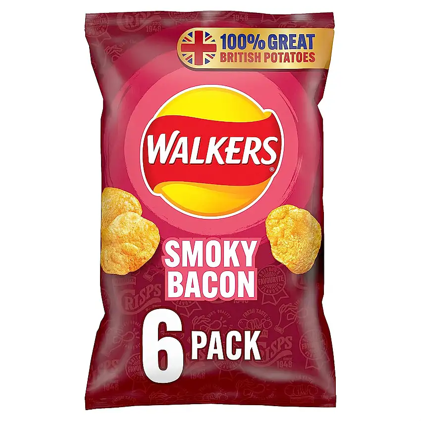 Walkers Smoky Bacon Crisps, 6 Stück