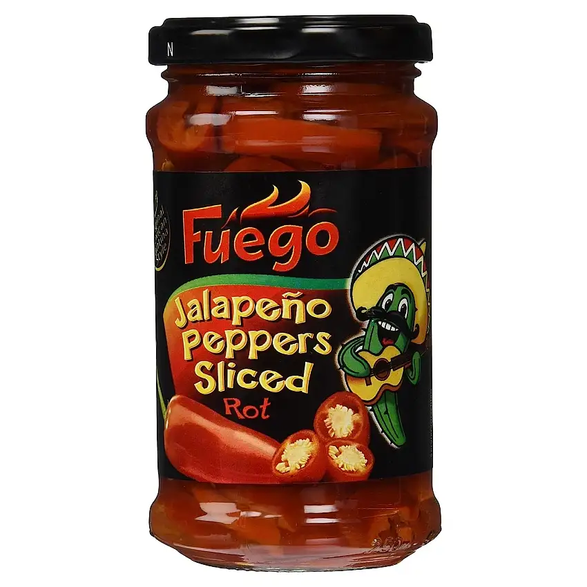 Fuego Jalapeo Peppers Sliced Rot, 125 g
