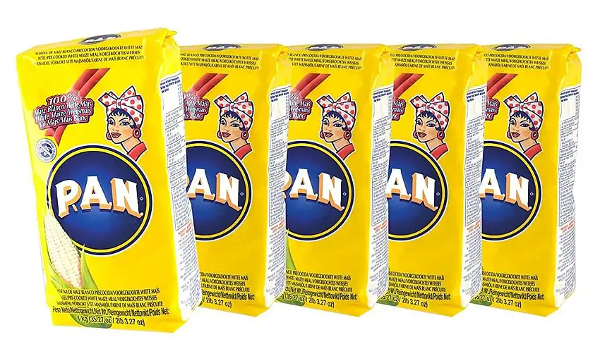 Weisses feines Maismehl, vorgekocht, Kolumbien - Venezuela, Beutel 1,0kg - Harina de Maiz Blanco precocida , 1kg, 5er Sparpack 5 x 1kg.