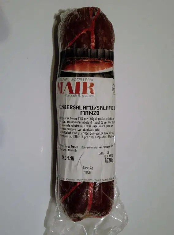 250 gr.Südtiroler Rindersalami aus dem Vinschgau vom Metzger keine Industrieware