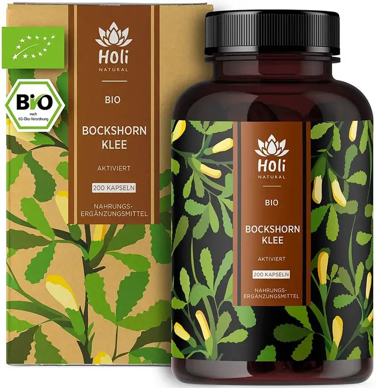 Holi Natural® BIO Bockshornklee Aktiviert - Einführungspreis - 200 vegane Kapseln - 1500mg pro Tagesdosis - Laborgeprüft - Reines Bio Bockshornklee Pulver aus Samen - Ohne unerwünschte Zusätze.