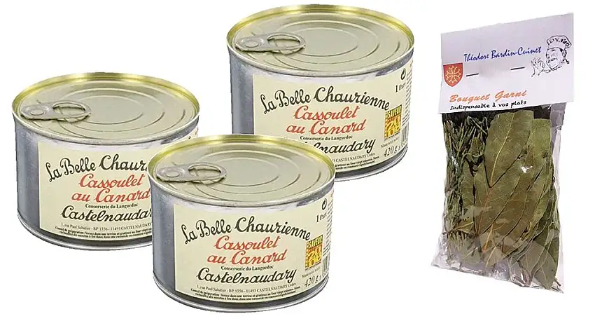 3 x Cassoulet mit Ente- Französische Spezialitäten - cassoulet au canard la belle Chaurienne - 420 gr - 4 teil + 1 Päckchen bouquet garni Théodore Bardin-Cuinet