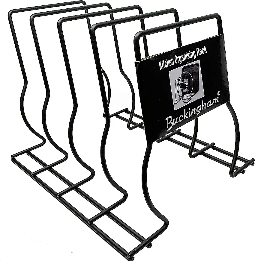 Buckingham Premium Küchen-Organisierungs-Backblech & Schneidebrett Rack High End, Stahl, Schwarz, 30 cm