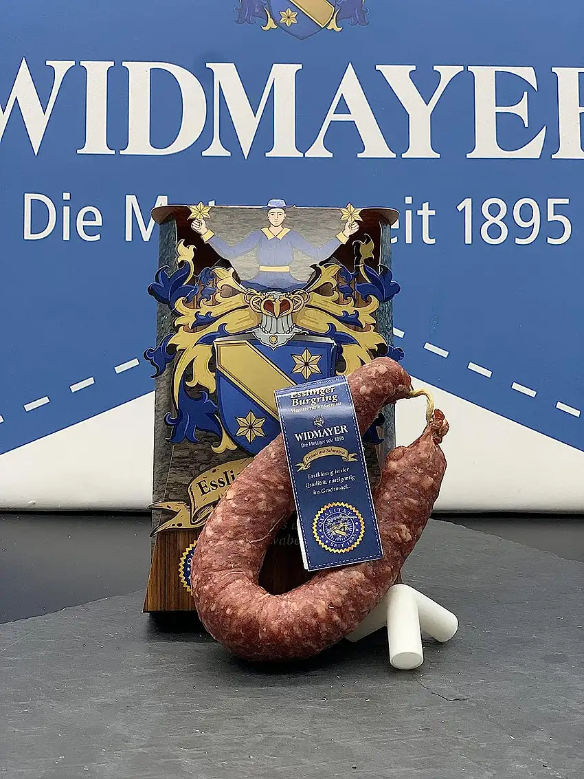 Esslinger Burgring, eine luftgertrocknete mediterrane Edelsalami im Ring original von der Metzgerei Widmayer