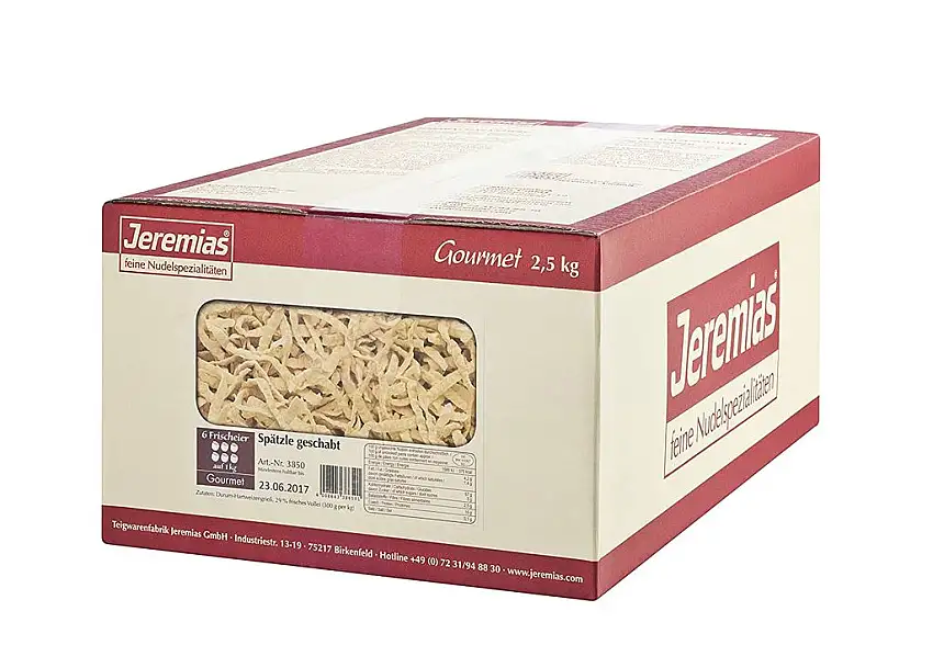 Jeremias Spätzle geschabt, Gourmet Frischei-Nudeln, 1er Pack (1 x 2.5 kg Karton)