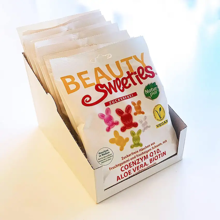 BeautySweeties Zuckerfreie Häschen Vorratspack – Fruchtig-süße, zuckerfreie & vegane Fruchtgummi-Häschen mit leckerem Fruchtschaum – Praktisch im 10er Pack (10 x 125 g Beutel)