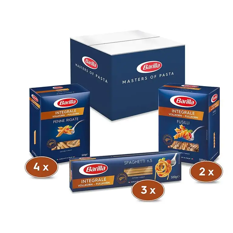 Barilla Vollkorn Pasta Box - Multipack mit 3 Varianten Vollkorn Pasta, 9 x 500g
