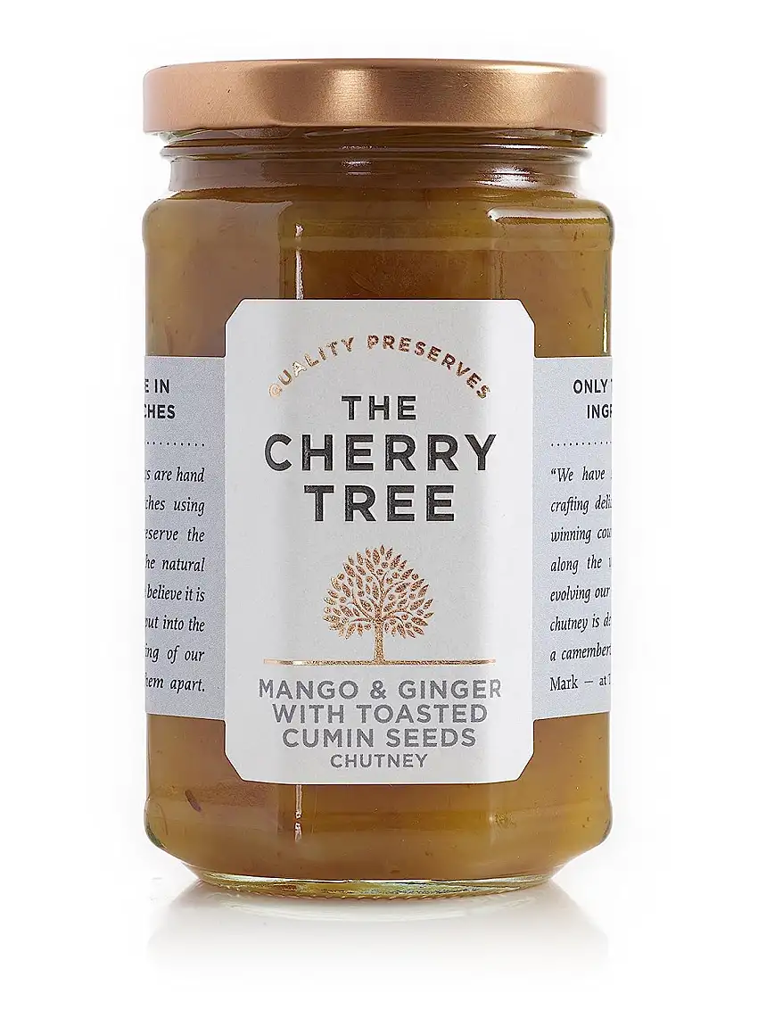The Cherry Tree - Mango & Ingwer Chutney mit gerösteten Kreuzkümmelsamen / Mango & Ginger with Toasted Cumin Seeds Chutney - 320 g