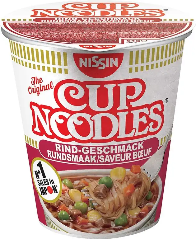 Nissin Instant Nudeln Rind Cup, 4er Pack (4 x 64 g)