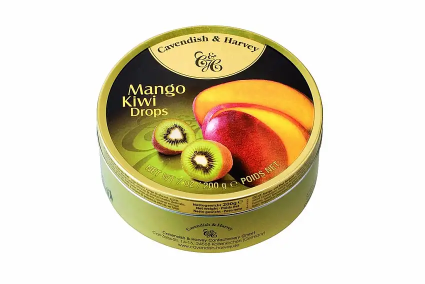 Cavendish & Harvey - Mango & Kiwi Drops - Bonbons, 200g in Metalldose