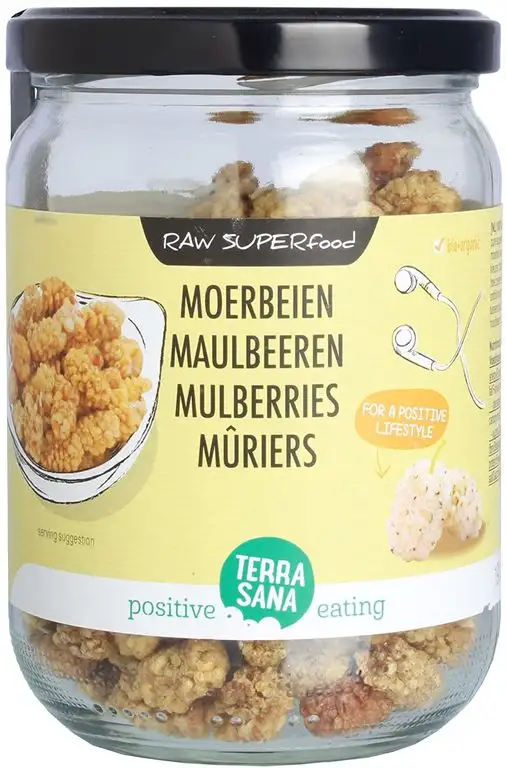 Raw moerbei bessen wit in glas 190g